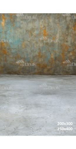 Tło fotograficzne „Szaro-turkusowa ściana z rdzawymi przetarciami” | 3809